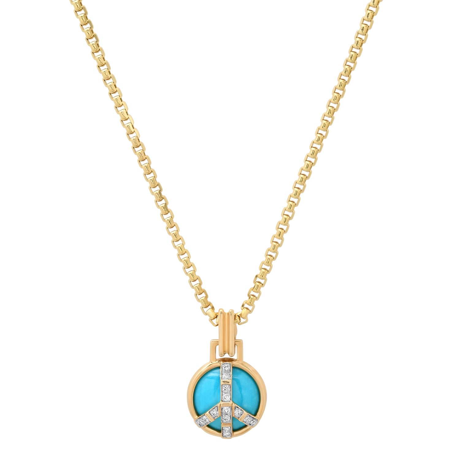 Mini Peace Necklace in Turquoise and Diamond – helena rose jewelry
