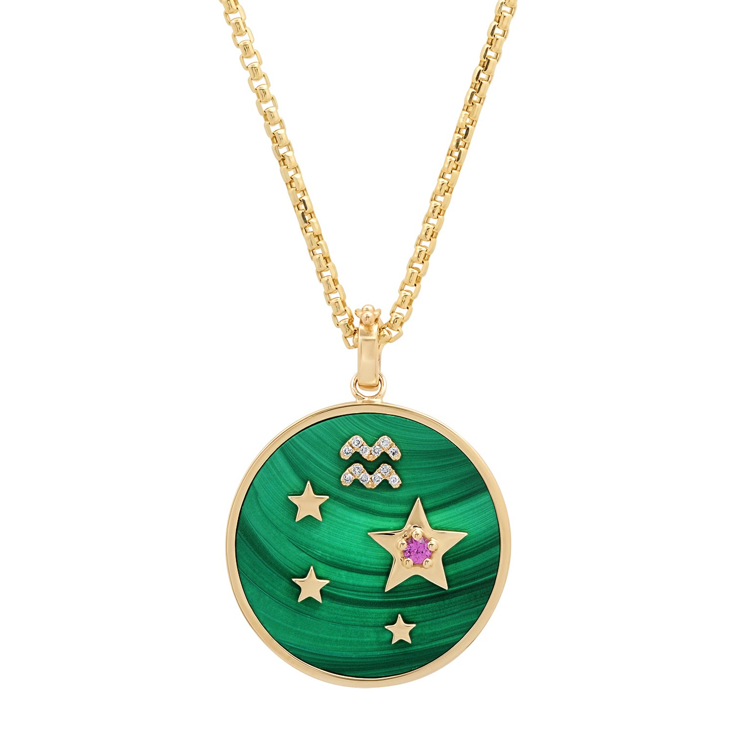Large Malachite Zodiac Necklace – helena rose jewelry