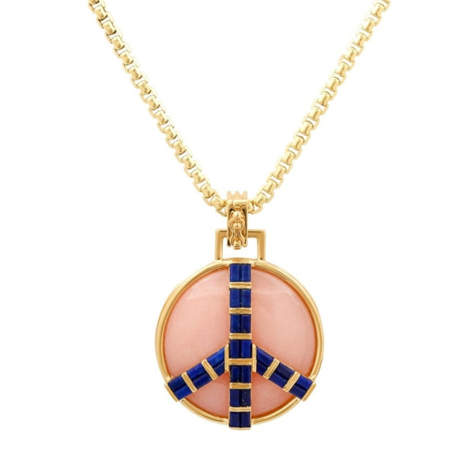 Midsize Peace Necklace in Pink Opal and Lapis