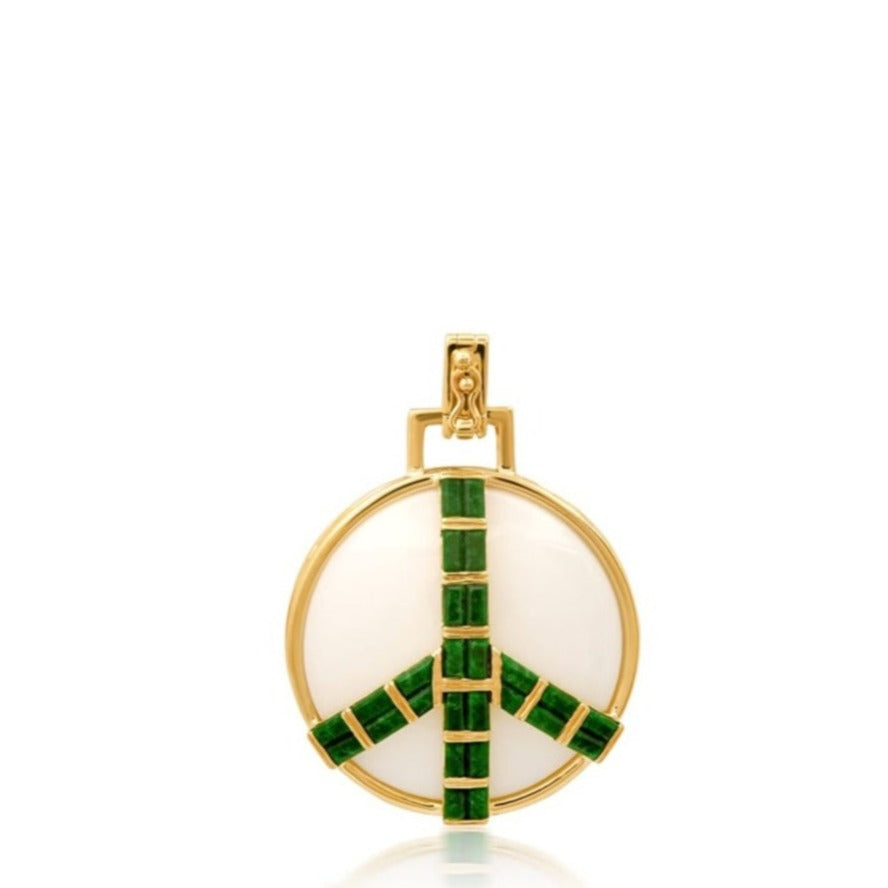 Midsize Peace Pendant in White Onyx and Jade Albite