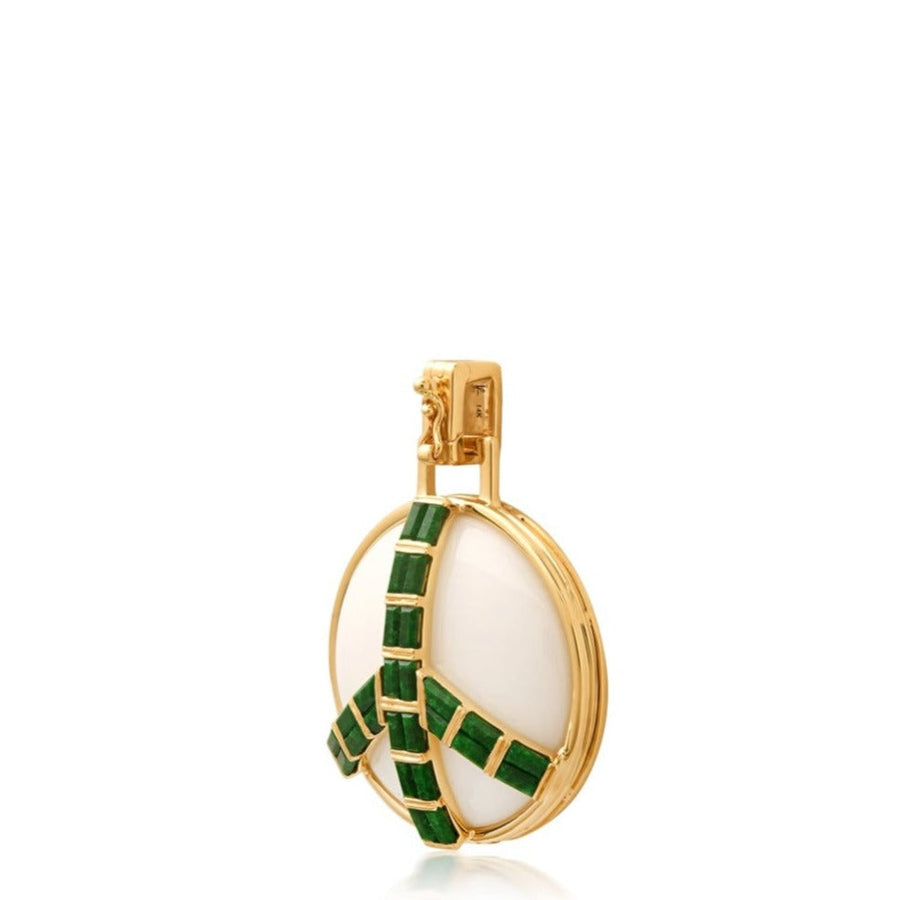 Midsize Peace Pendant in White Onyx and Jade Albite