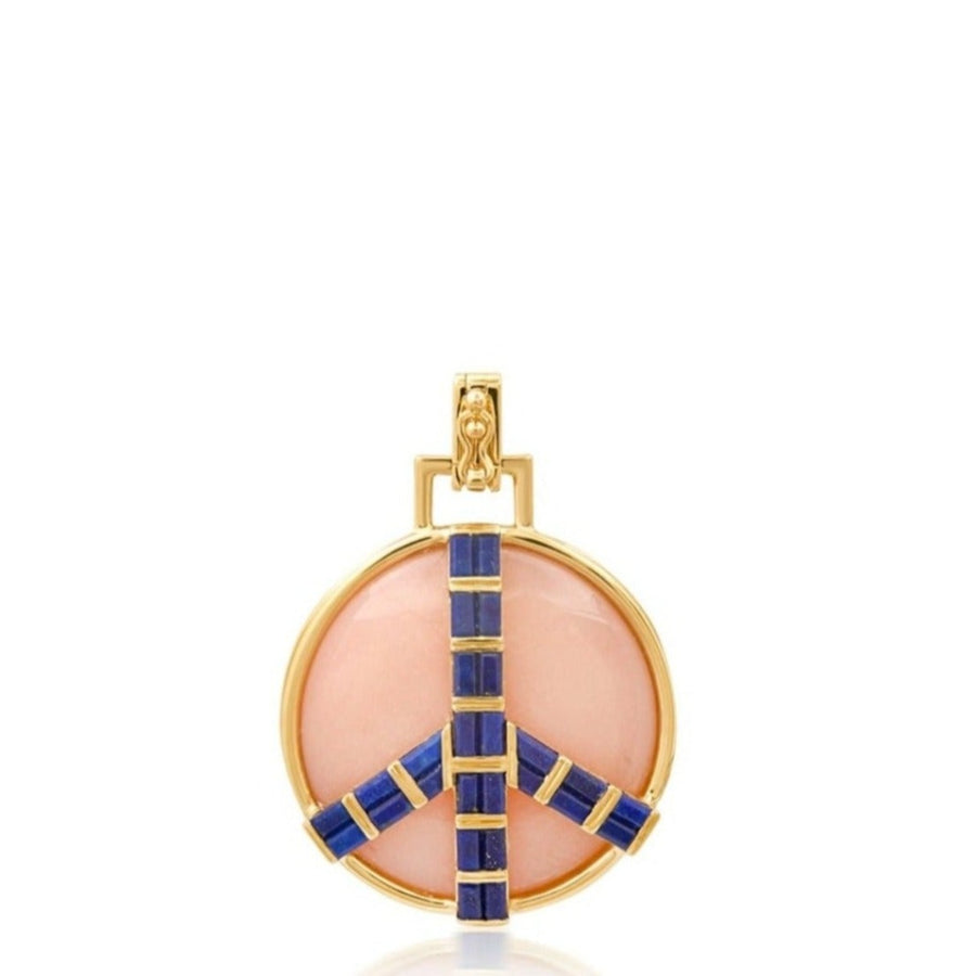 Midsize Peace Pendant in Pink Opal and Blue Lapis