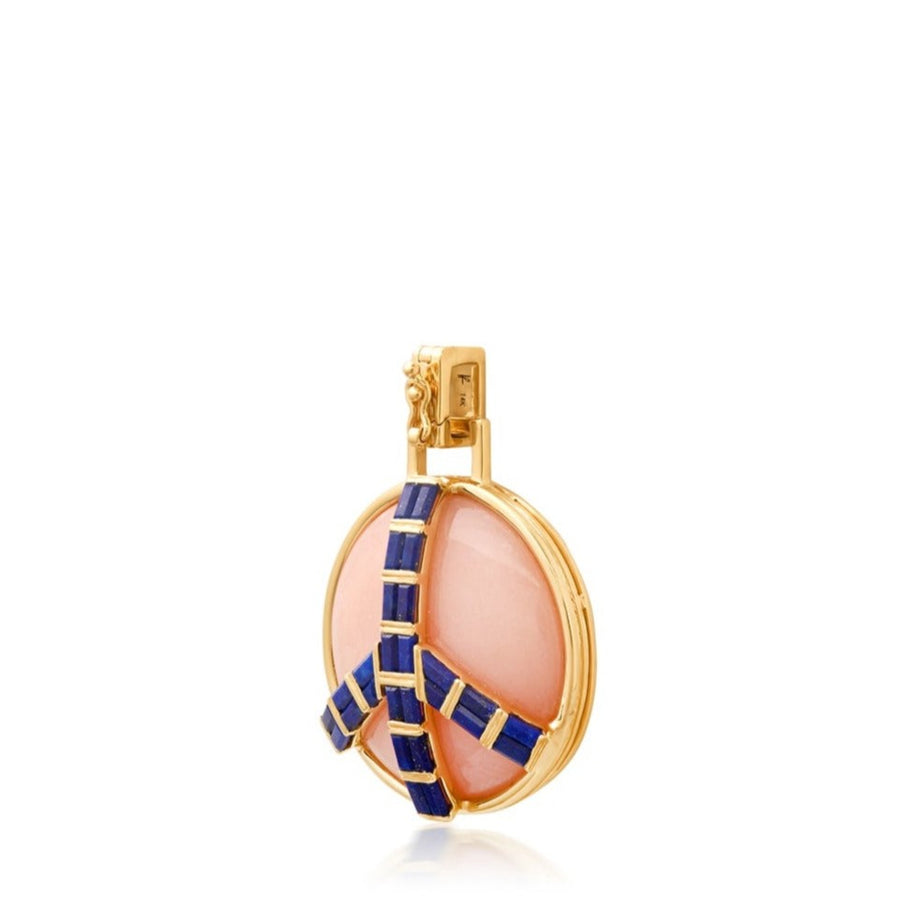 Midsize Peace Pendant in Pink Opal and Blue Lapis