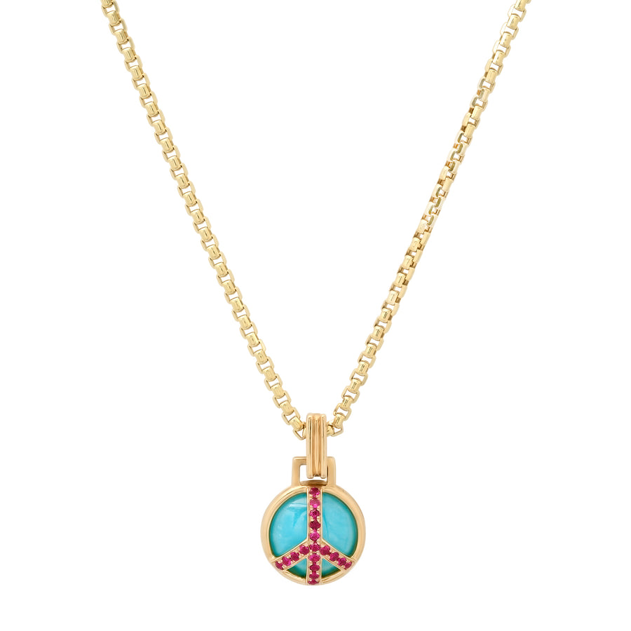 Mini Peace Necklace in Turquoise and Rubies