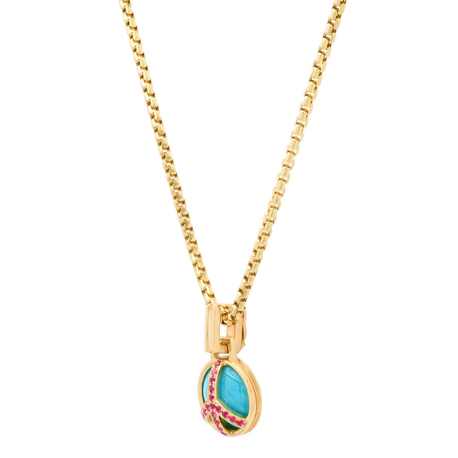 Mini Peace Necklace in Turquoise and Rubies