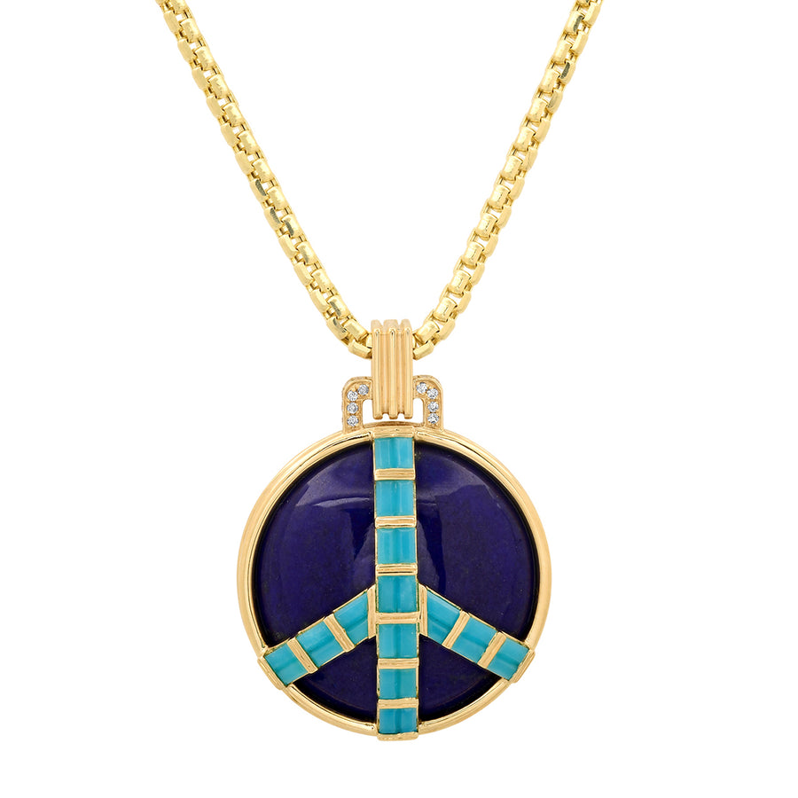 Midsize Peace Necklace in Lapis and Turquoise