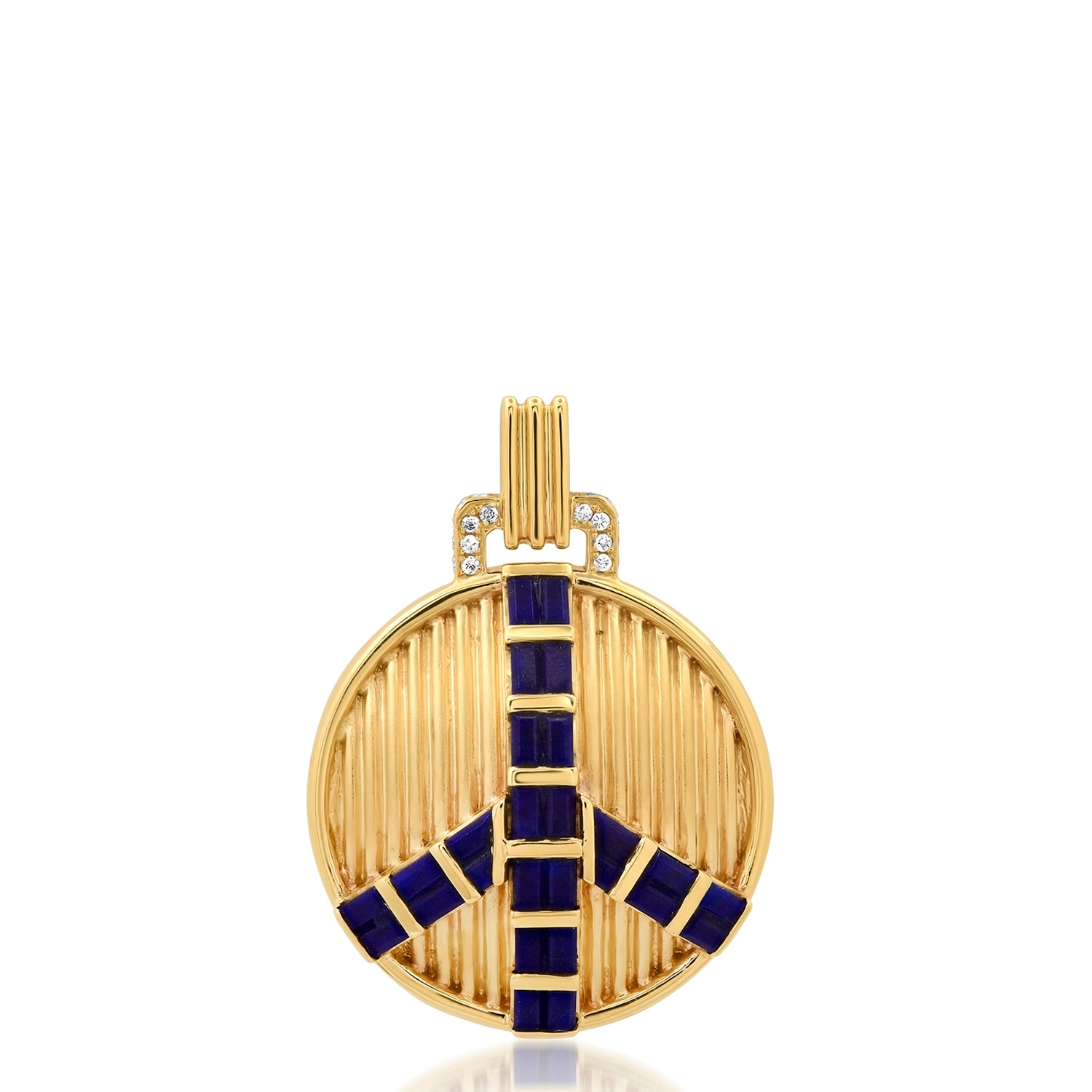 Midsize Peace Pendant in Ribbed Gold and Lapis – helena rose jewelry