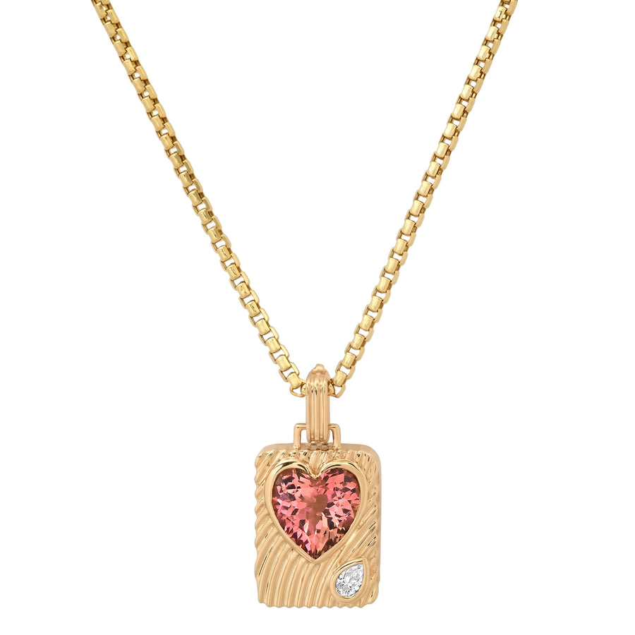 Ripple Heart Amulet Necklace in Pink Tourmaline