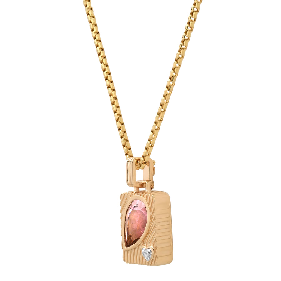 Ripple Pear Amulet Necklace in Pink Tourmaline