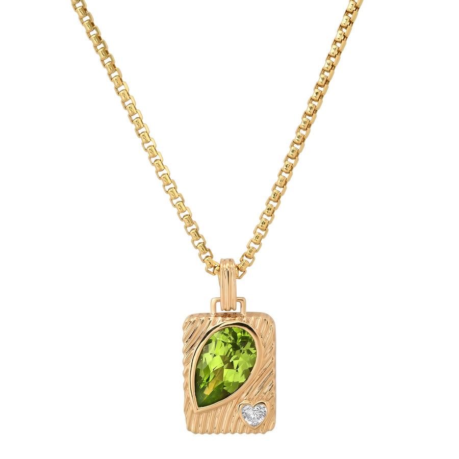 Ripple Pear Amulet Necklace in Peridot