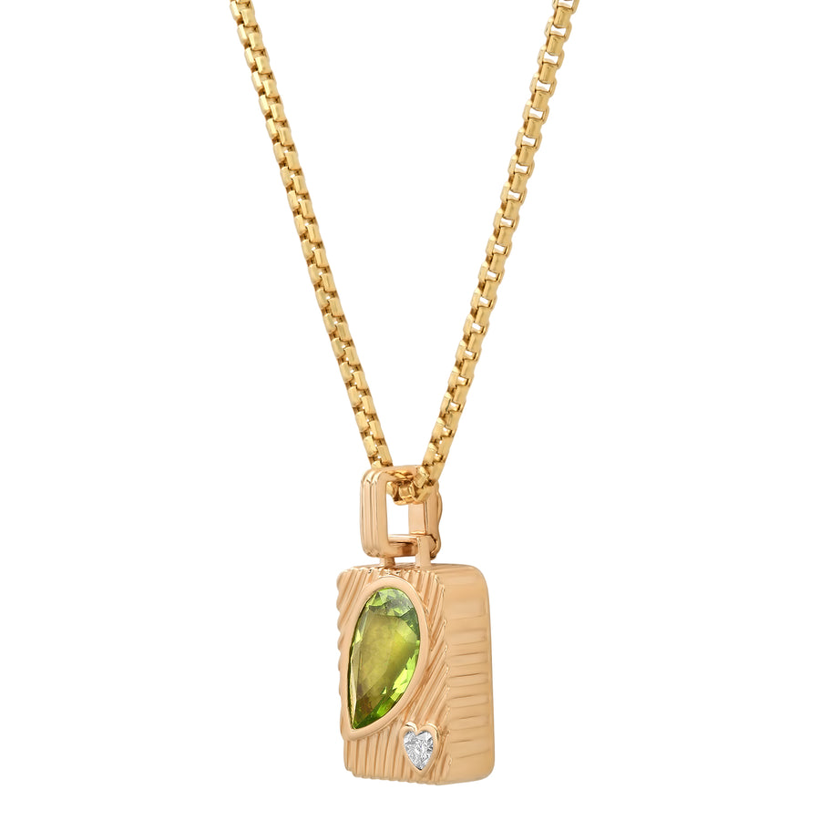 Ripple Pear Amulet Necklace in Peridot