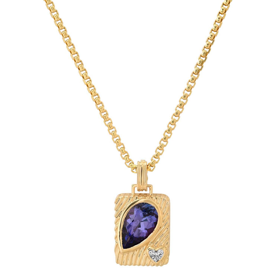 Ripple Pear Amulet Necklace in Tanzanite