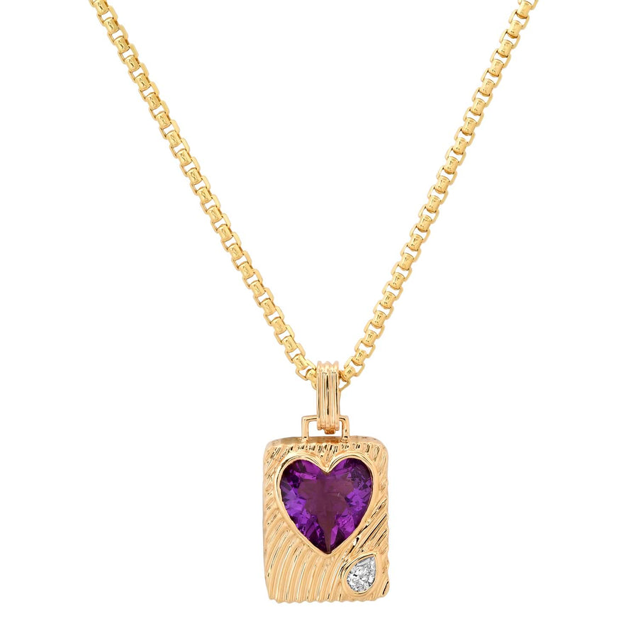 Ripple Heart Amulet Necklace in Amethyst