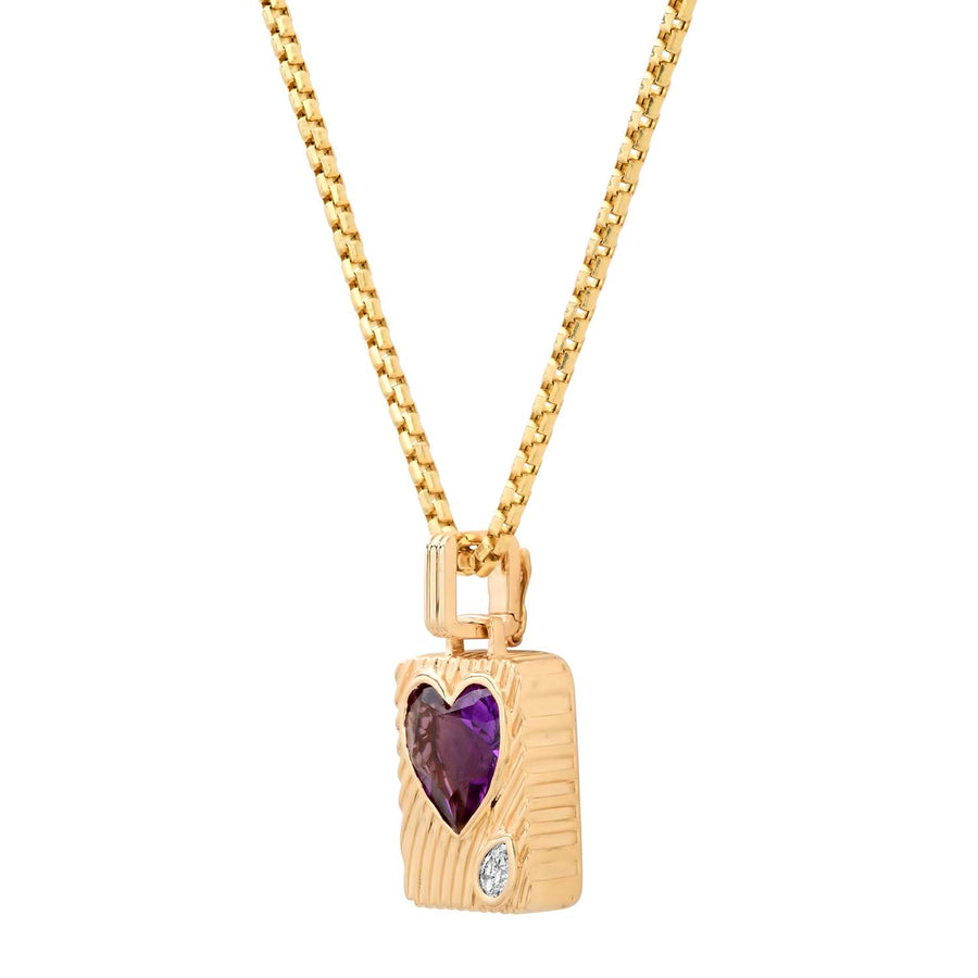 Ripple Heart Amulet Necklace in Amethyst