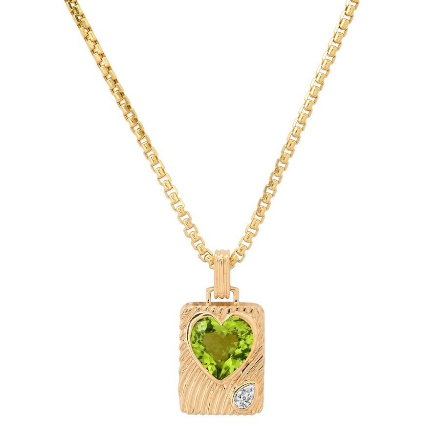 Ripple Heart Amulet Necklace in Peridot