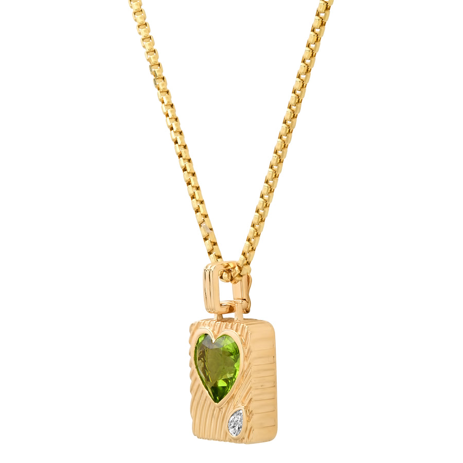 Ripple Heart Amulet Necklace in Peridot