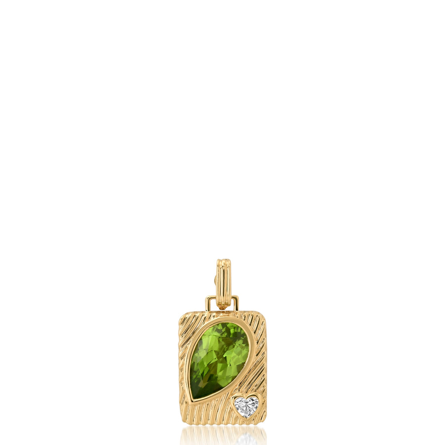 Ripple Pear Amulet in Peridot