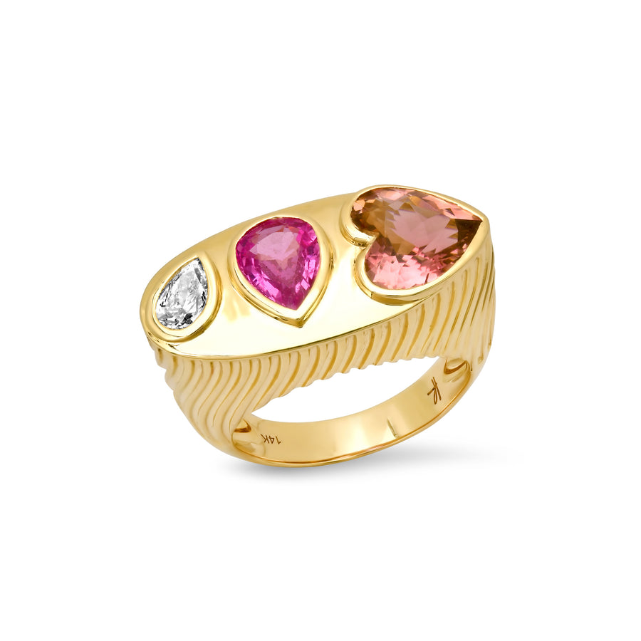 Ripple Ring in Tourmaline, Pink Sapphire and Diamond