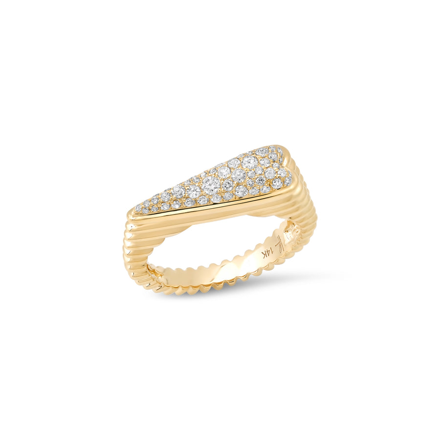 Fluted Pave Heart Ring