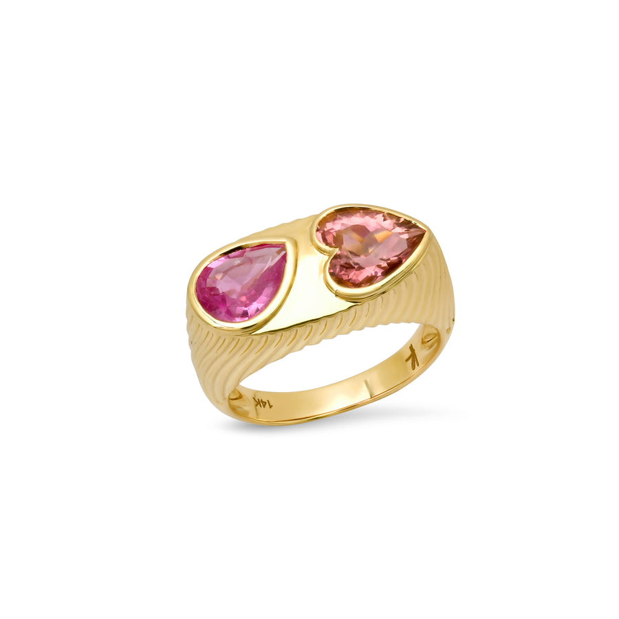 Petite Ripple Ring in Tourmaline and Pink Sapphire