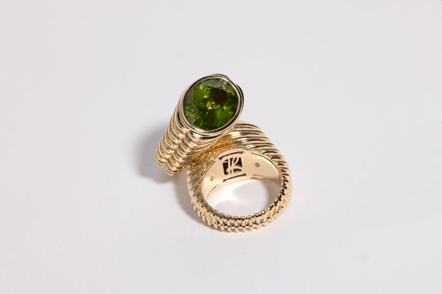 Fluted Duo Ring in Peridot