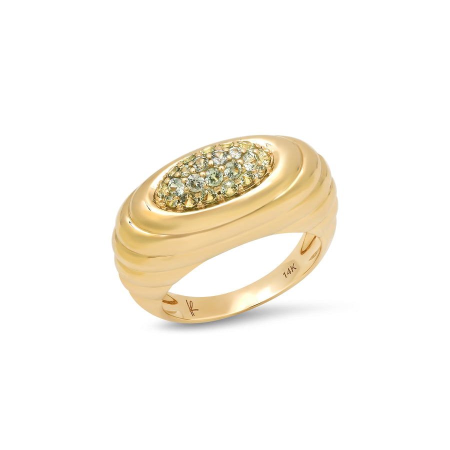Current Ring in Green Sapphire Pavé