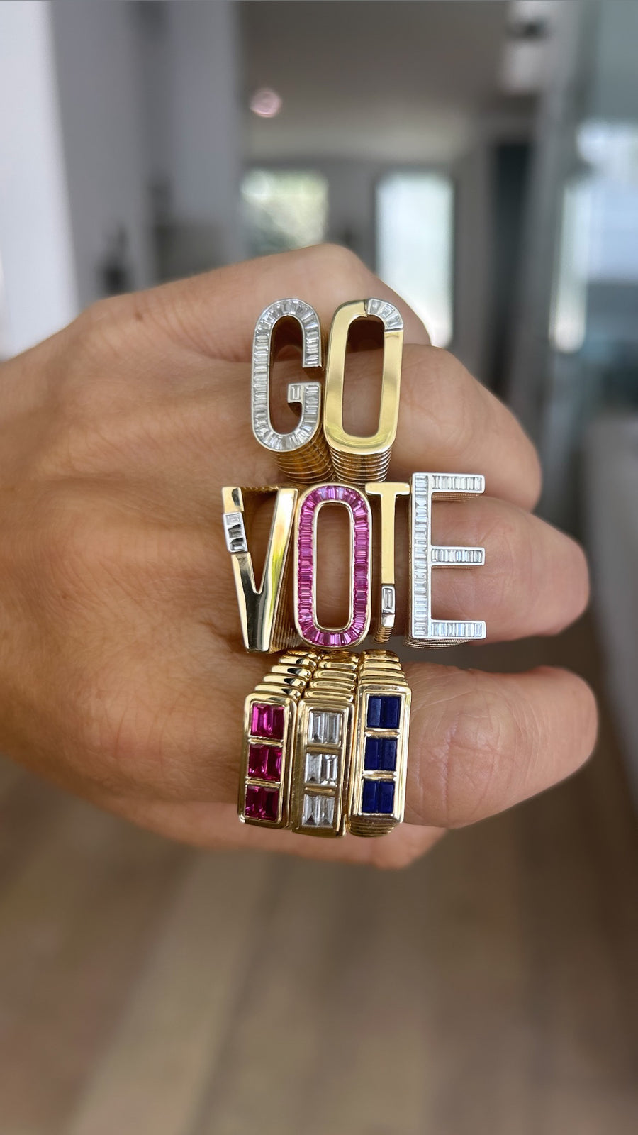 Fluted Colorblock Ring in Pink Sapphire