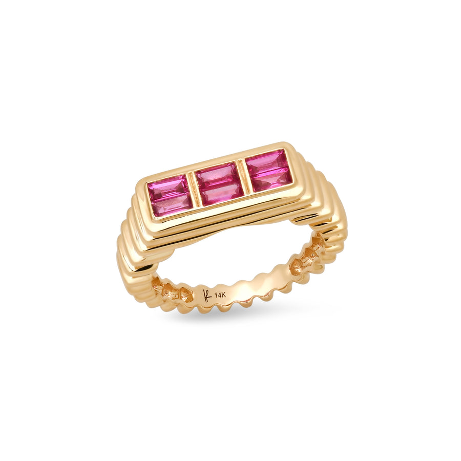 Fluted Colorblock Ring in Pink Sapphire