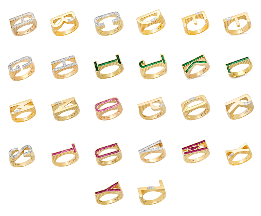 Grandsize Ribbed Initial Ring