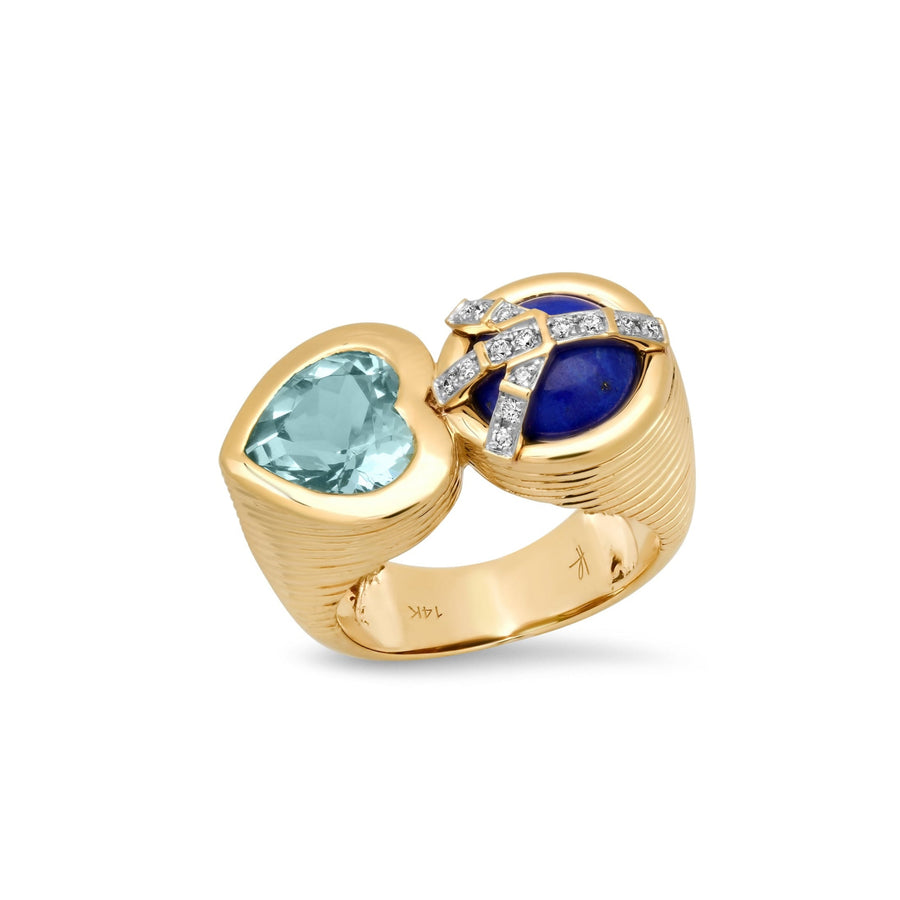 Peace and Love Ring in Lapis and Aquamarine