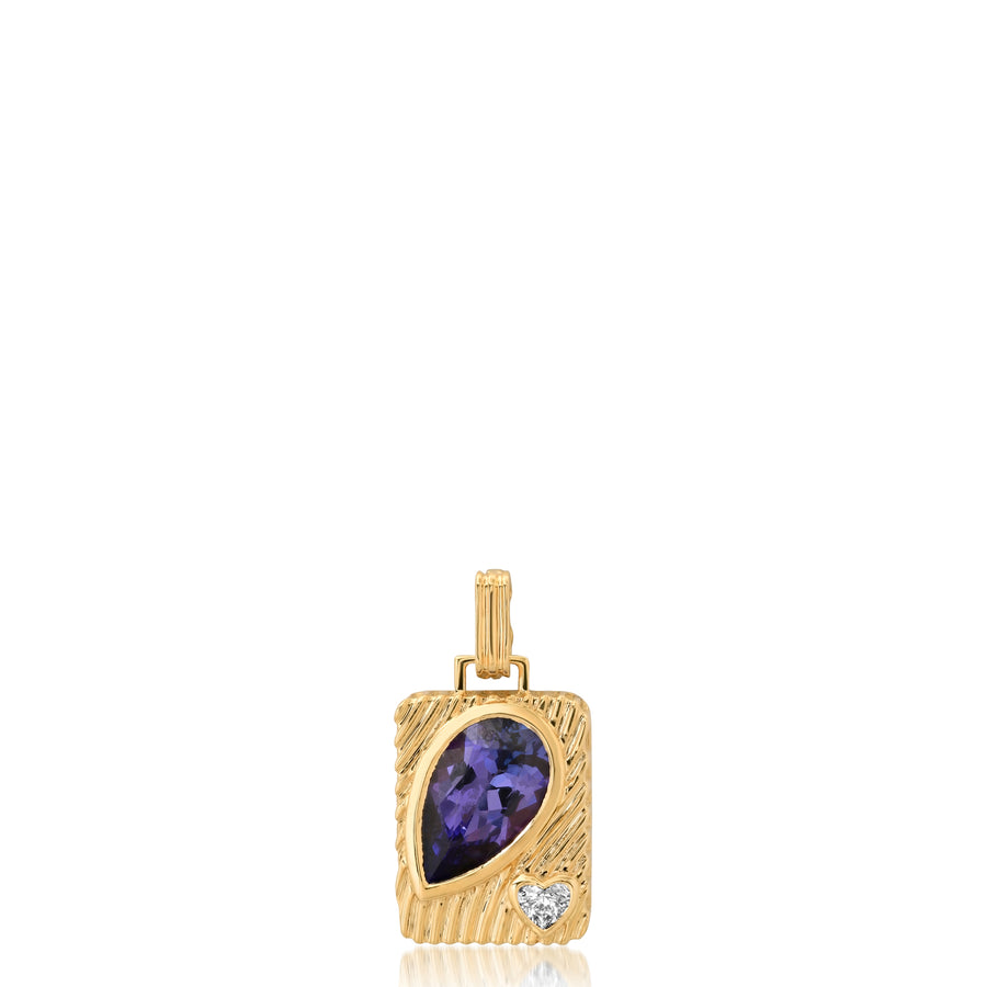 Ripple Pear Amulet in Tanzanite