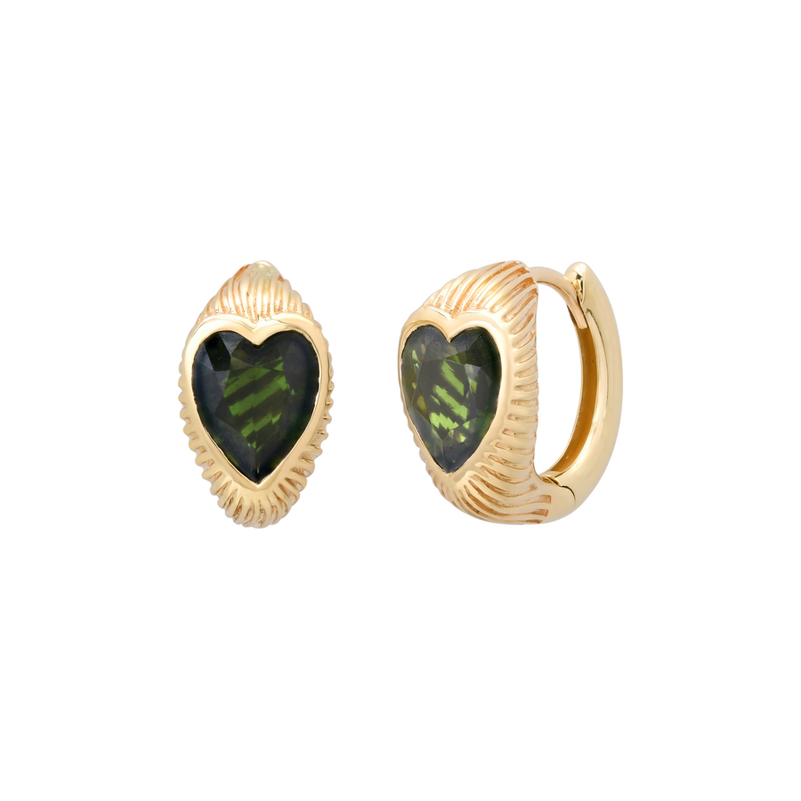 Ripple Heart Huggies in Chrome Tourmaline