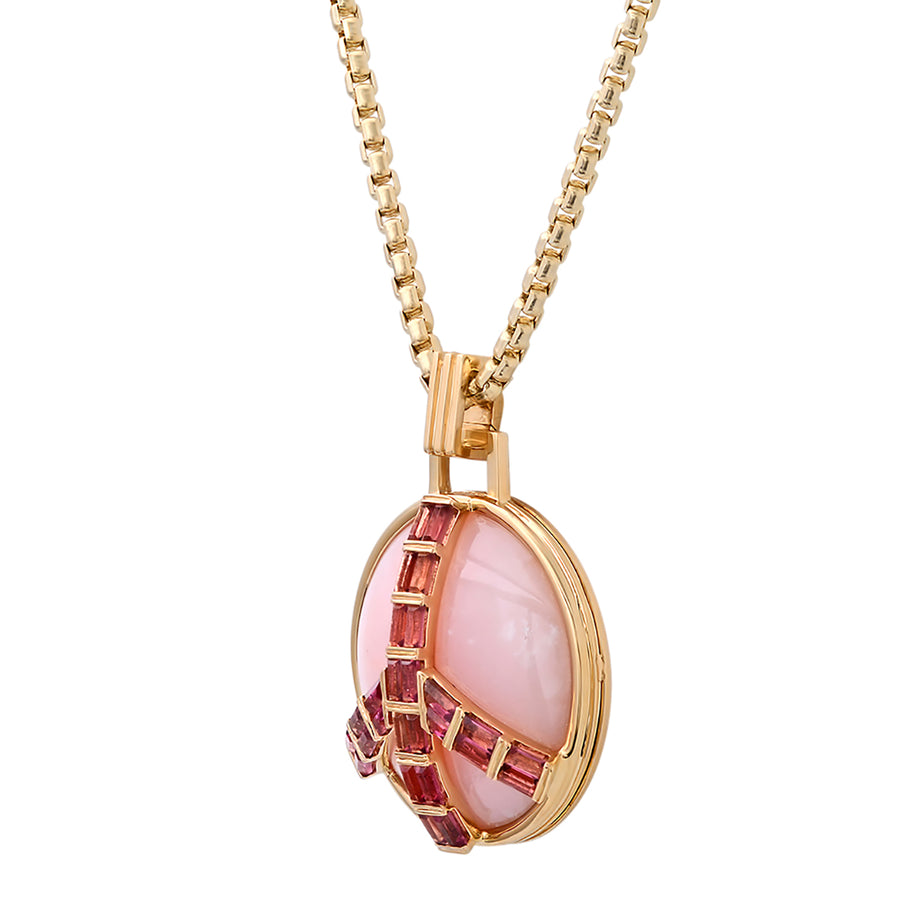 Boulder Opal Natural Edge Amulet 22k w/Pink Tourmaline in 18k #2 - Circle  Stone Designs
