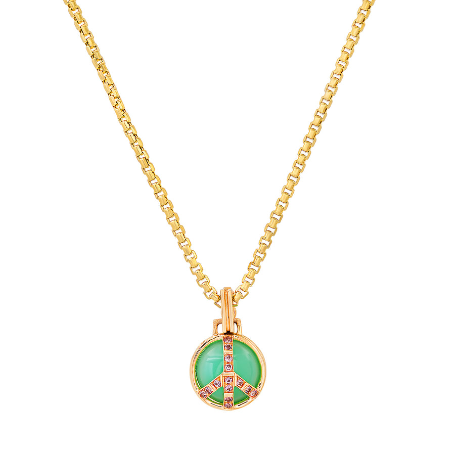 Mini Peace Necklace in Chrysophrase and Tourmaline