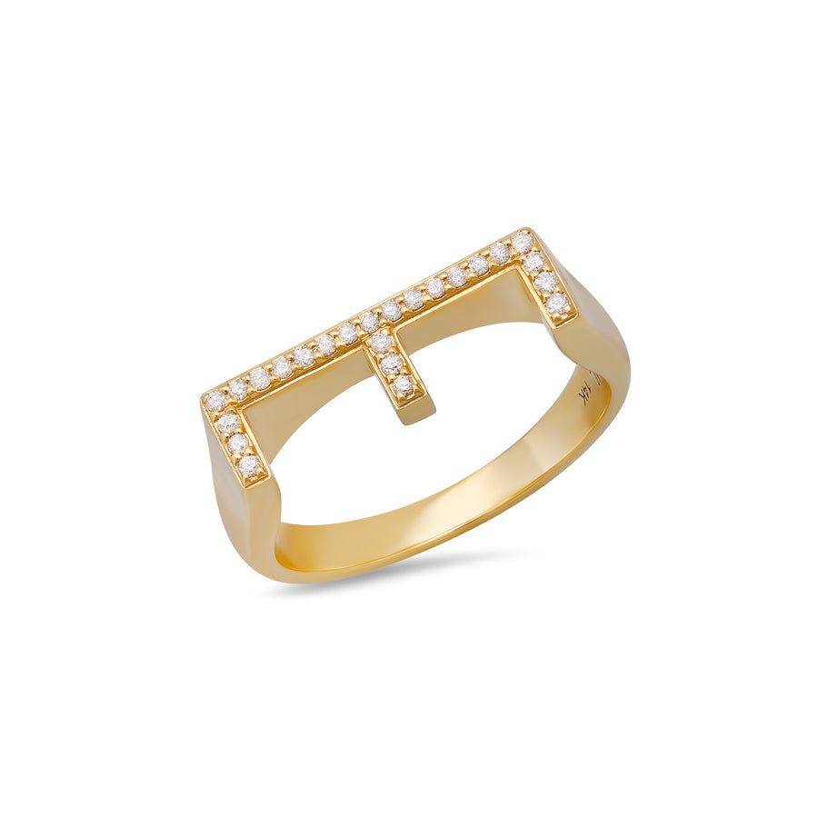 Pave' Diamond Chunky Initial Ring