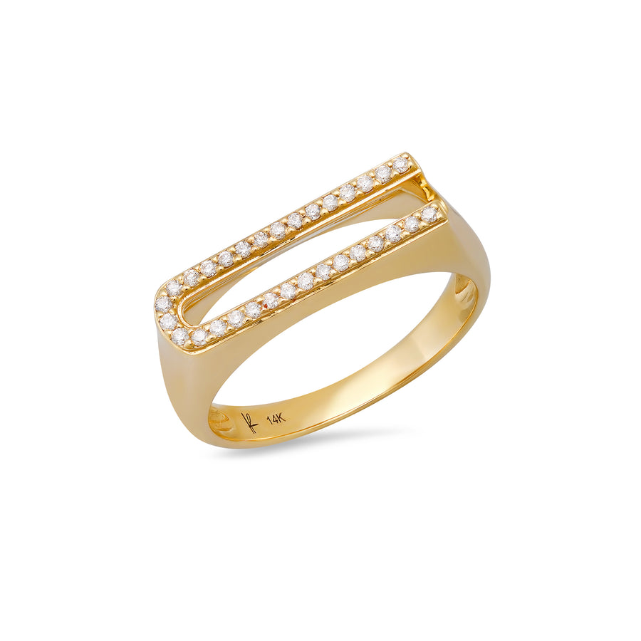 Pave' Diamond Chunky Initial Ring