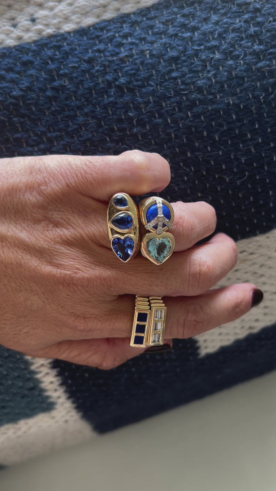 Ripple Ring in Tanzanite and Blue Sapphire