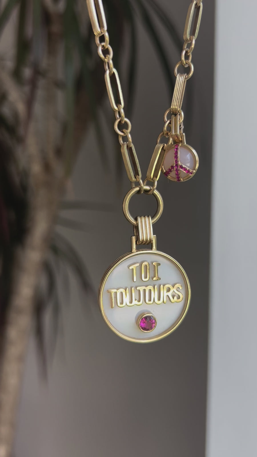 Grandsize Toi Toujours Necklace in White Onyx and Pink Tourmaline