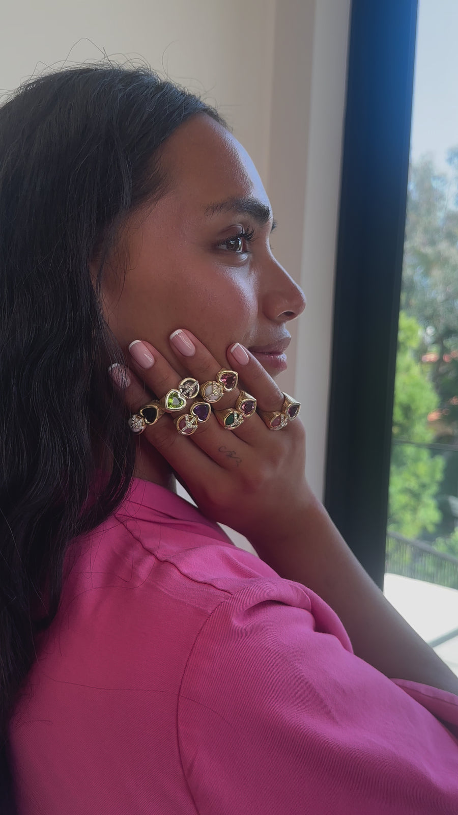 Peace and Love Ring in Black MOP and Peridot