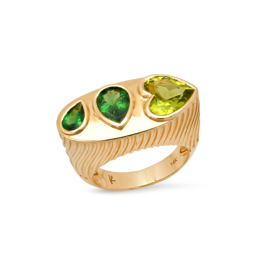 Ripple Ring in Peridot and Tsavorite