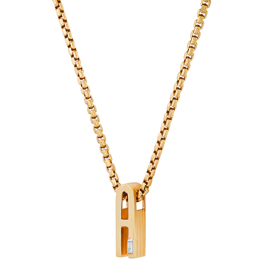 Slide-On Ribbed Initial with Baguette Necklace