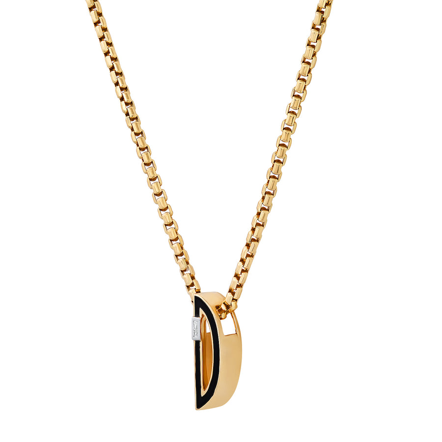 Slide-On Chunky Initial Necklace with Baguette Diamond 20 Box Chain | Helena Rose
