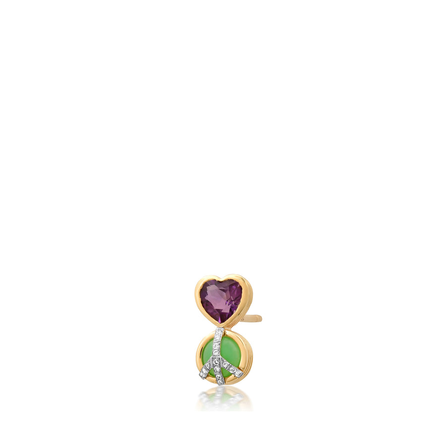 Peace and Love Stud in Amethyst and Chrysophrase