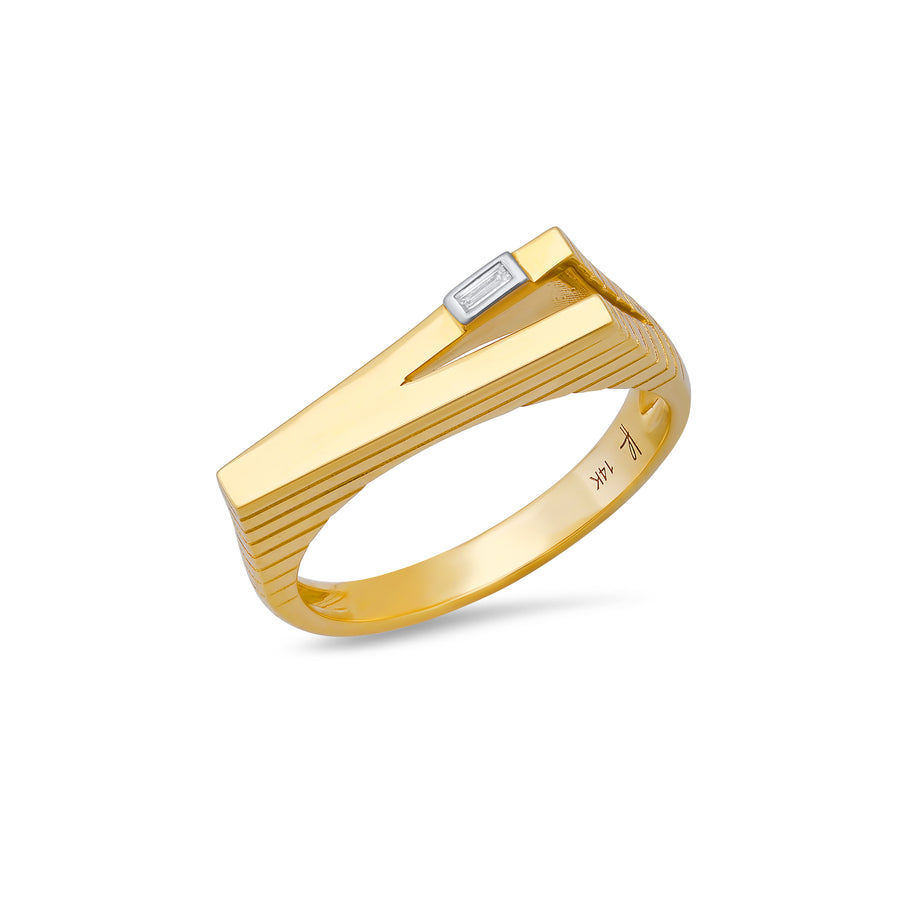 572-211 Mens Initial Ring - Line Gold, Inc.