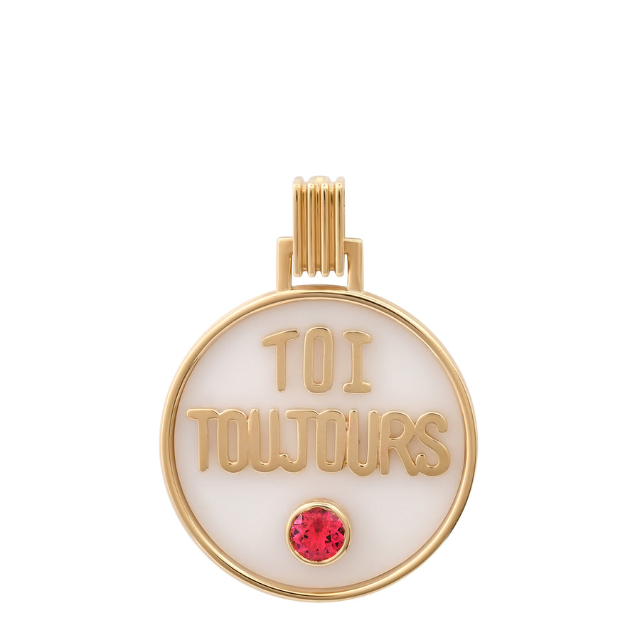 Grandsize Toi Toujours Pendant in White Onyx and Pink Tourmaline