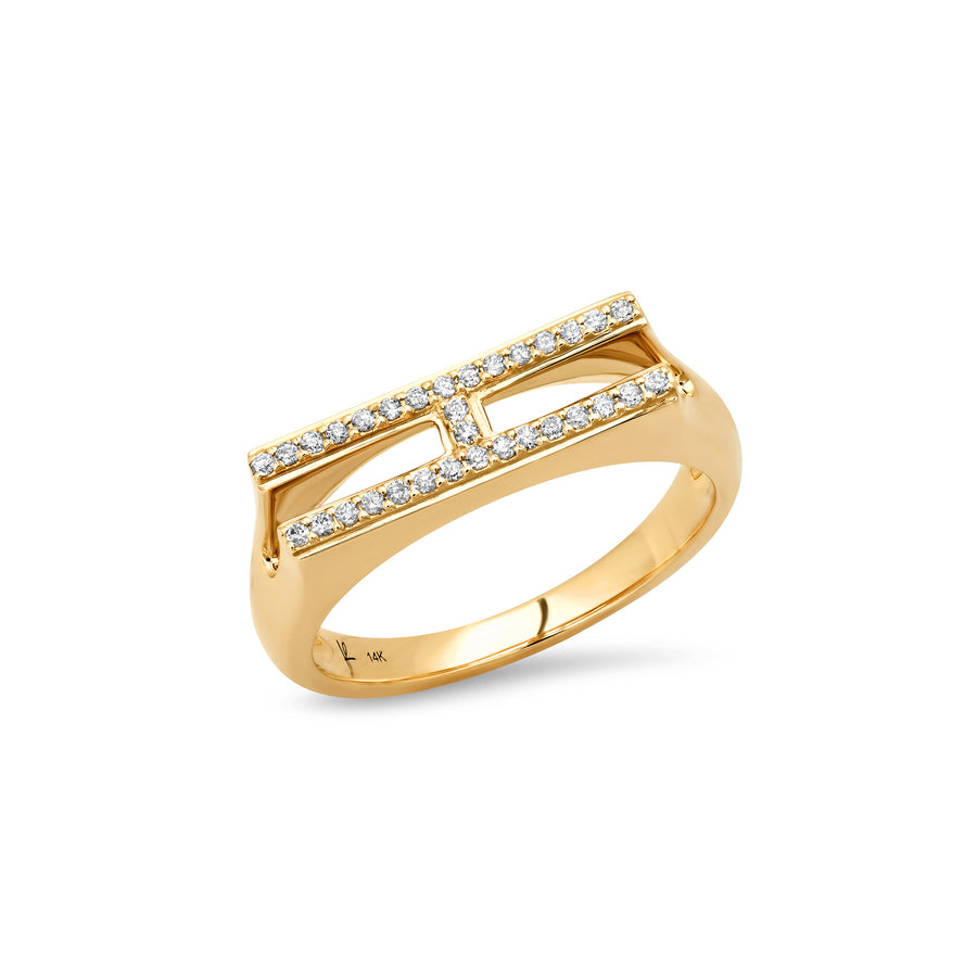 Pave' Diamond Chunky Initial Ring