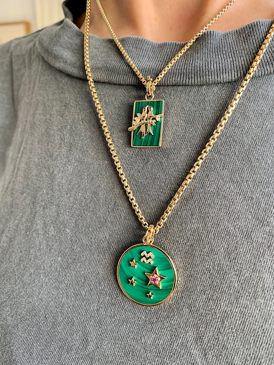 Small Malachite Lovebirds Necklace