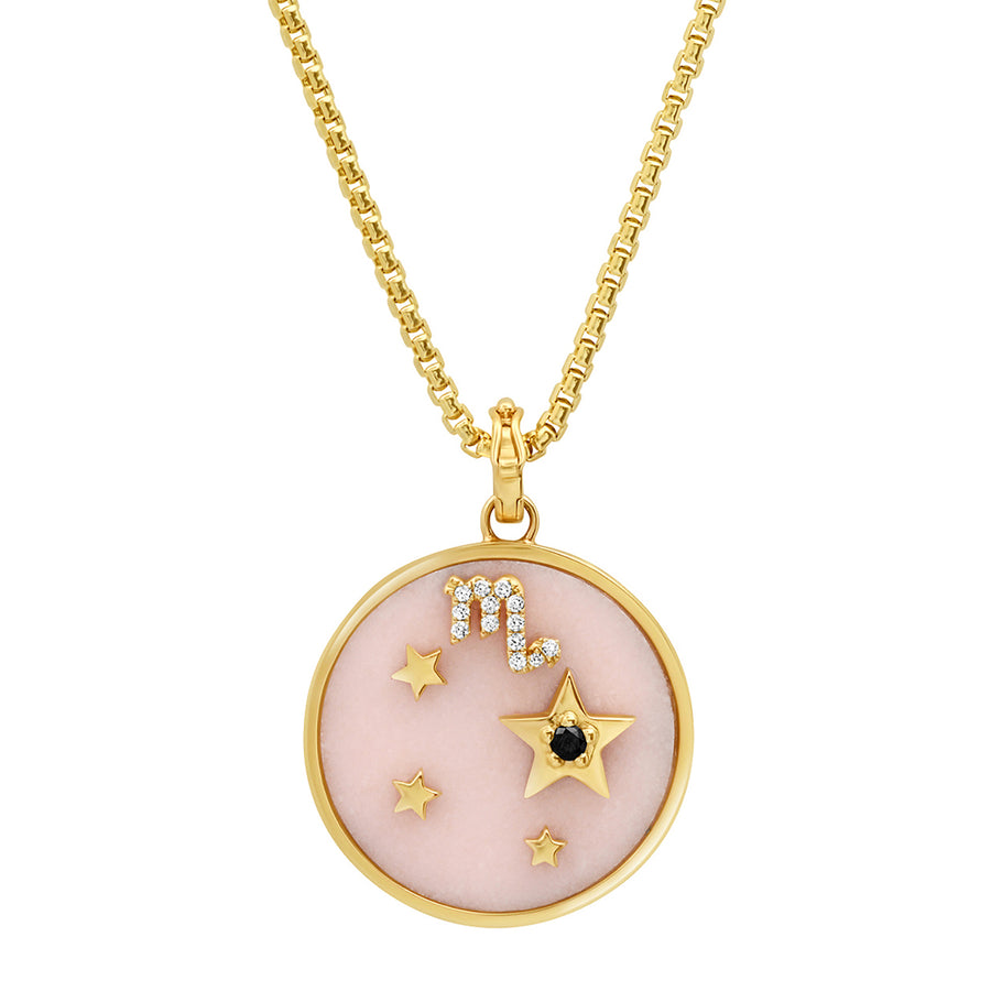 Large Pink Opal Zodiac Necklace