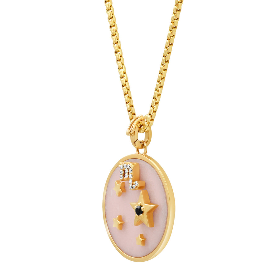 Large Pink Opal Zodiac Necklace